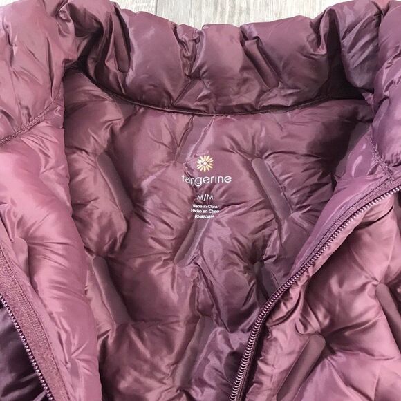 Tangerine Womens Puffer Vest Maroon Full Zip Packable Pockets Active Wear Medium - Picture 7 of 12